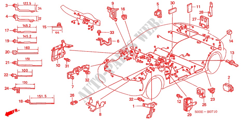 BUNDEL BAND/HOUDER(LH) voor Honda CIVIC 1.4I 3 deuren 5-versnellings handgeschakelde versnellingsbak 2000