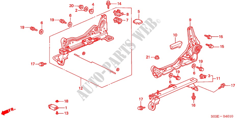 V. ZITTING COMPONENTEN (L.) (1) voor Honda CIVIC 1.4I 3 deuren 5-versnellings handgeschakelde versnellingsbak 2000