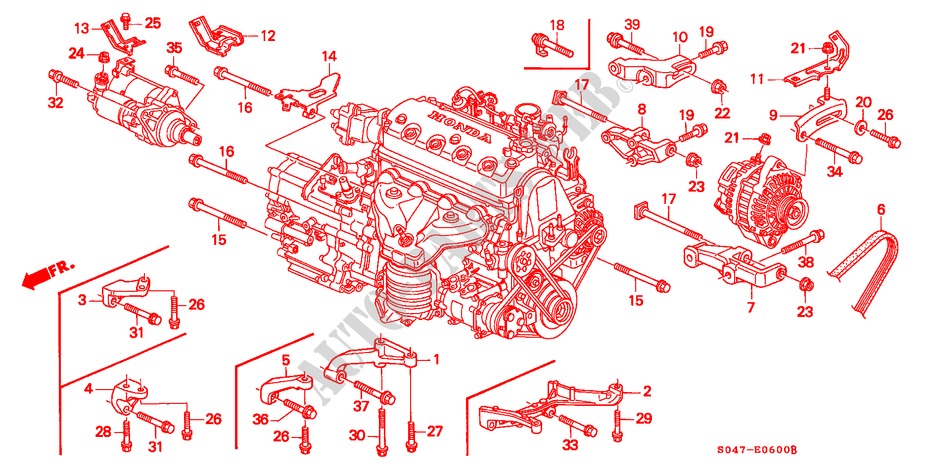 GENERATOR BEUGEL/ MOTOR VERSTIJVING voor Honda CIVIC 1.4IS 4 deuren 4-traps automatische versnellingsbak 2000