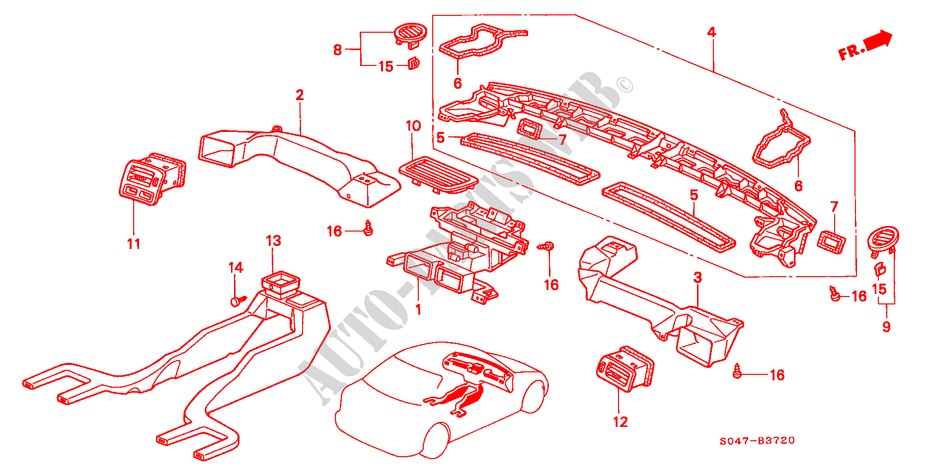 KANAAL(LH) voor Honda CIVIC 1.4IS 4 deuren 4-traps automatische versnellingsbak 2000