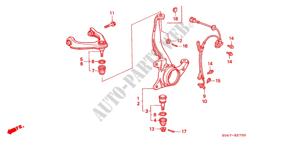 KNOKKEL voor Honda CIVIC 1.4IS 4 deuren 5-versnellings handgeschakelde versnellingsbak 2000