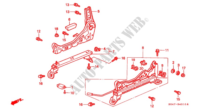 V. ZITTING COMPONENTEN(1)(R.) voor Honda CIVIC 1.4IS 4 deuren 4-traps automatische versnellingsbak 2000