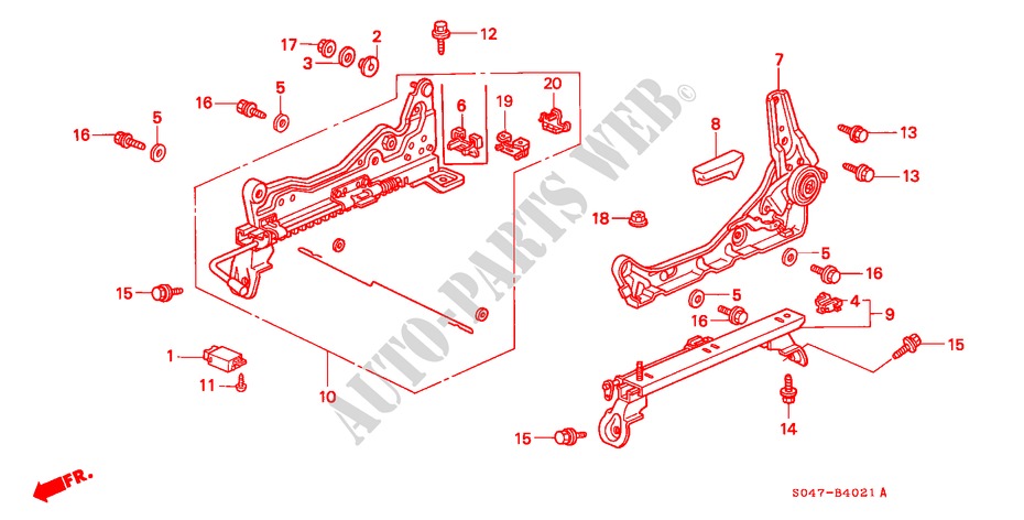 V. ZITTING COMPONENTEN(2)(L.) voor Honda CIVIC 1.6VTI 4 deuren 5-versnellings handgeschakelde versnellingsbak 1999