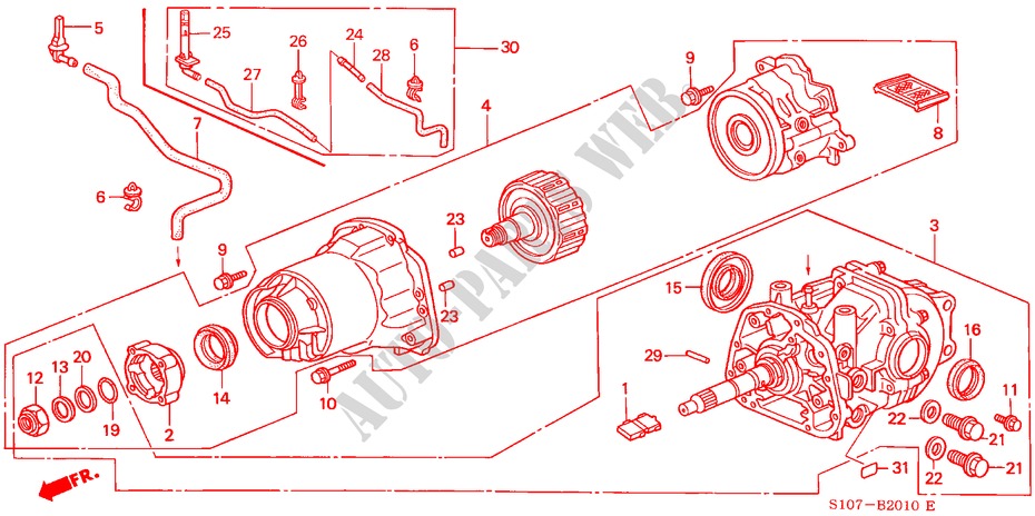 ACHTER DIFFERENTIEEL voor Honda CR-V RVI 5 deuren 4-traps automatische versnellingsbak 2000