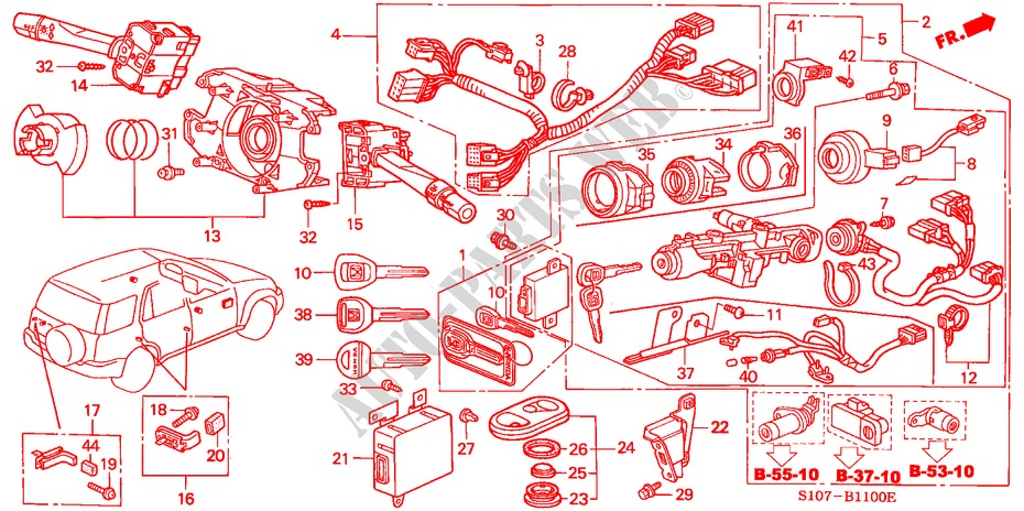 COMBINATIESCHAKELAAR(LH) voor Honda CR-V RVSI 5 deuren 5-versnellings handgeschakelde versnellingsbak 2000