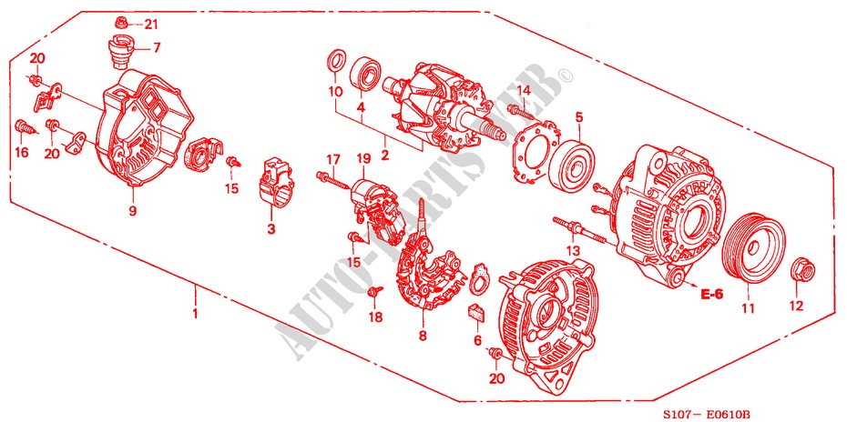 GENERATOR(DENSO) voor Honda CR-V RVSI 5 deuren 5-versnellings handgeschakelde versnellingsbak 2000