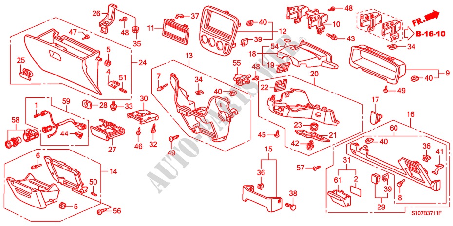 INSTRUMENTEN AFWERKING(RH) voor Honda CR-V RVI 5 deuren 4-traps automatische versnellingsbak 2000