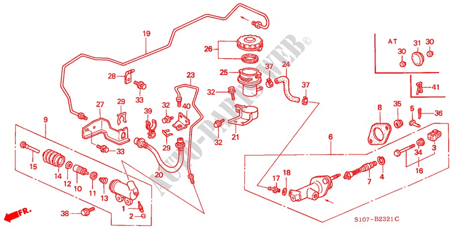 KOPPELING HOOFDCILINDER (RH) voor Honda CR-V RVI 5 deuren 4-traps automatische versnellingsbak 2000