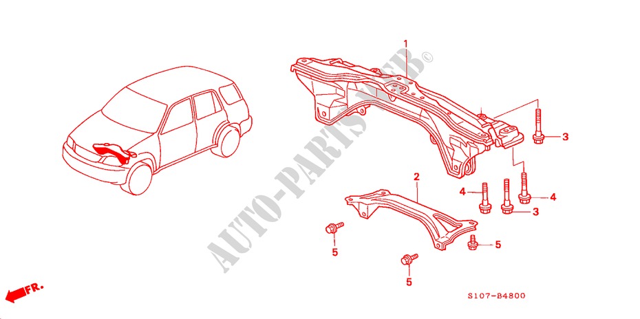 KRUIS BALK voor Honda CR-V RVI 5 deuren 4-traps automatische versnellingsbak 2000