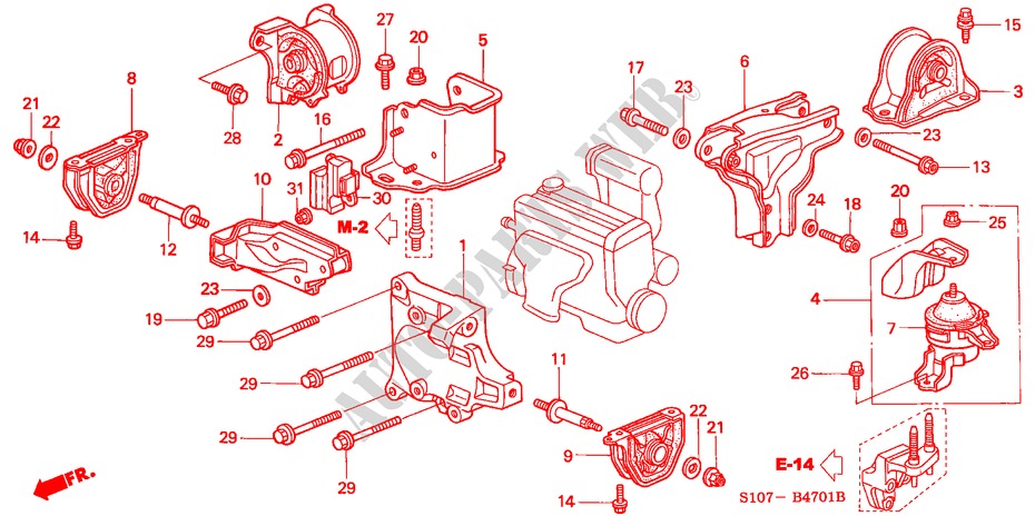 MOTOR BEVESTIGINGEN(MT) voor Honda CR-V RVSI 5 deuren 5-versnellings handgeschakelde versnellingsbak 2000