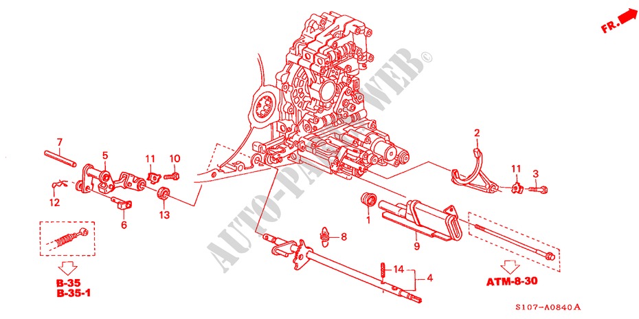 OVERSCHAKELVORK voor Honda CR-V RVI 5 deuren 4-traps automatische versnellingsbak 2000