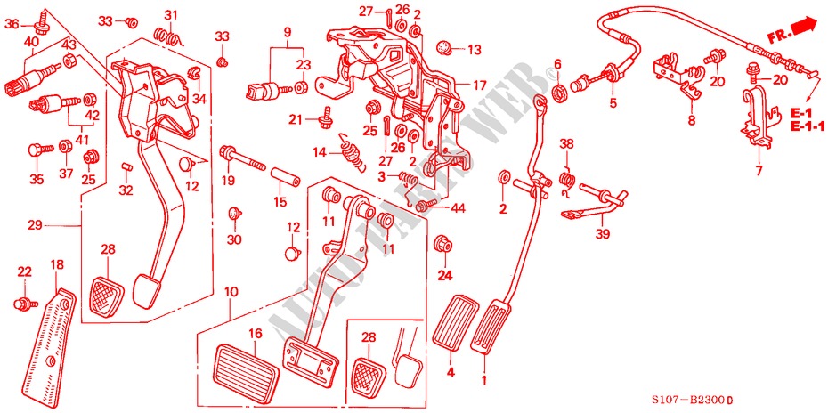 PEDAAL(LH) voor Honda CR-V RVSI 5 deuren 5-versnellings handgeschakelde versnellingsbak 2000