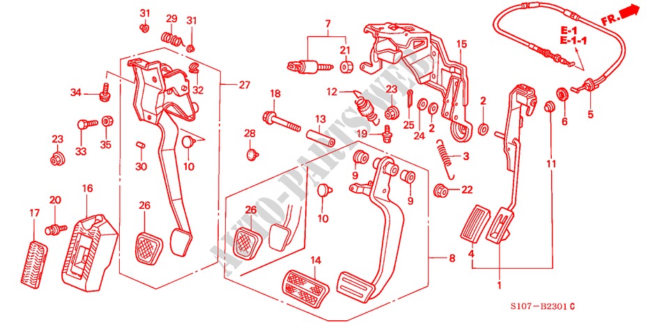 PEDAAL(RH) voor Honda CR-V RVSI 5 deuren 4-traps automatische versnellingsbak 2000