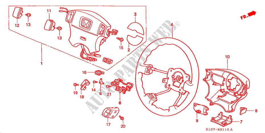 STUURWIEL(SRS) voor Honda CR-V RVI 5 deuren 4-traps automatische versnellingsbak 2000