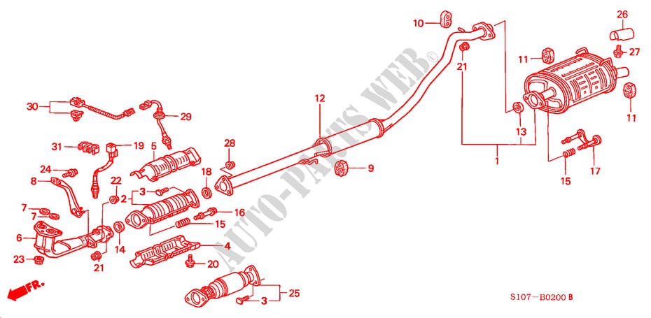 UITLAATPIJP voor Honda CR-V RVSI 5 deuren 5-versnellings handgeschakelde versnellingsbak 2000