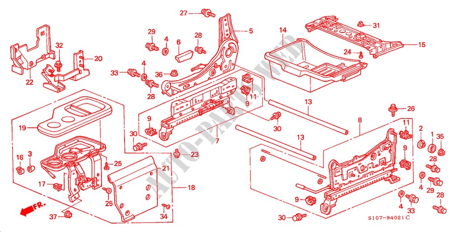 V. ZITTING COMPONENTEN (R.) ('98 ) voor Honda CR-V RVSI 5 deuren 5-versnellings handgeschakelde versnellingsbak 2000