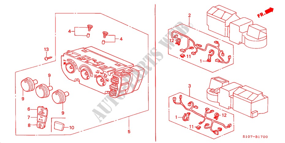 VERWARMING REGELAAR voor Honda CR-V RVSI 5 deuren 4-traps automatische versnellingsbak 2000