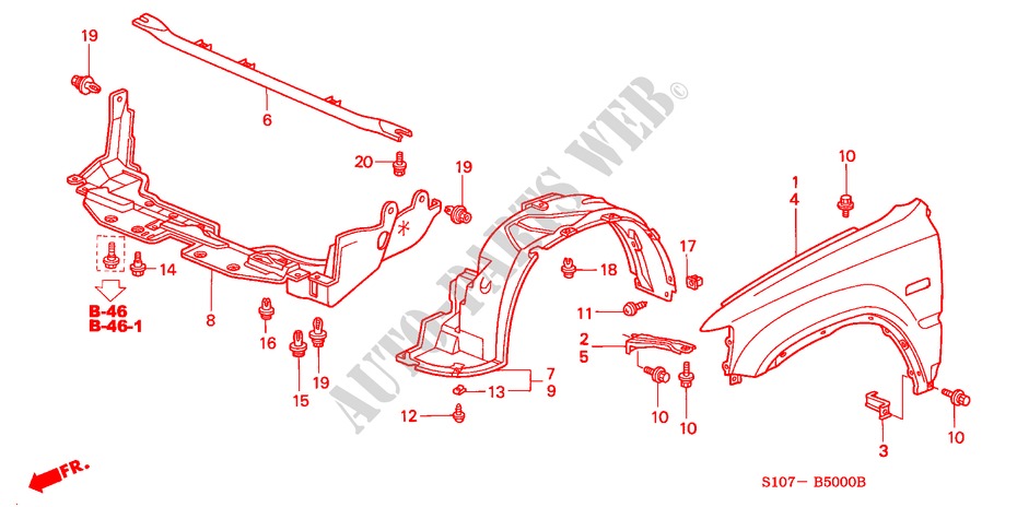 VOOR KAPPEN voor Honda CR-V RVI 5 deuren 4-traps automatische versnellingsbak 2000