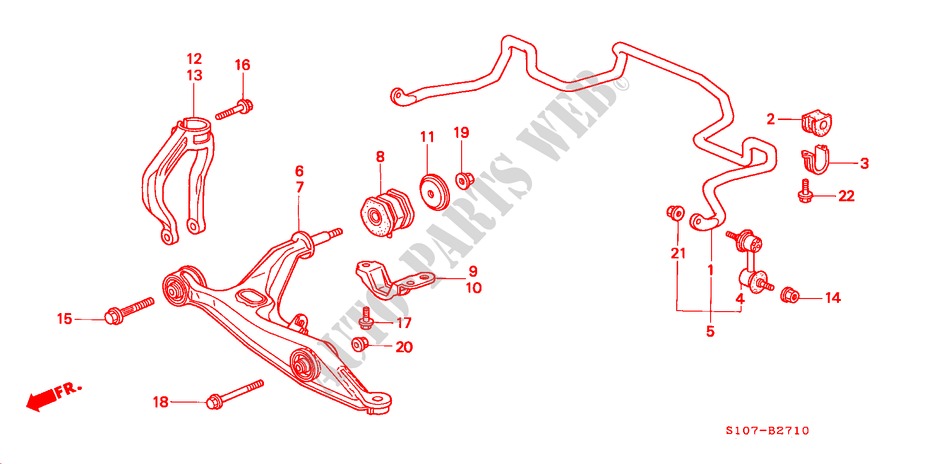 VOOR STABILISATOR/ VOOR ONDER ARM voor Honda CR-V RVI 5 deuren 4-traps automatische versnellingsbak 2000