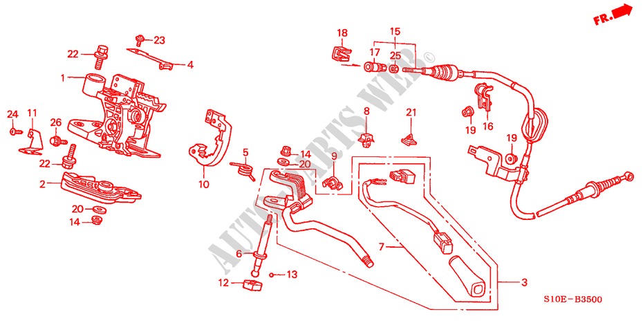 KEUZEHENDEL(LH) voor Honda CR-V RVI 5 deuren 4-traps automatische versnellingsbak 2001