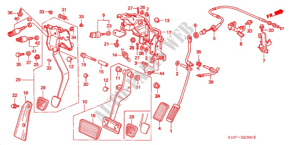 PEDAAL(LH) voor Honda CR-V RVI 5 deuren 4-traps automatische versnellingsbak 2001