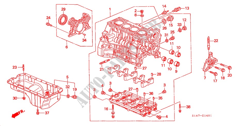 CILINDERBLOK/OLIEPAN (1.8L/2.0L) voor Honda ACCORD 1.8IES 4 deuren 4-traps automatische versnellingsbak 1999