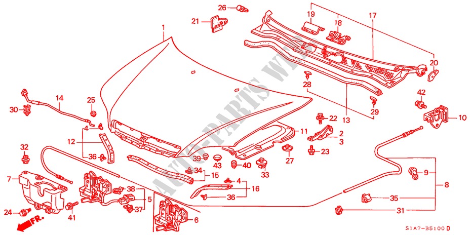 KAP(LH) voor Honda ACCORD 1.8IES 4 deuren 4-traps automatische versnellingsbak 1999