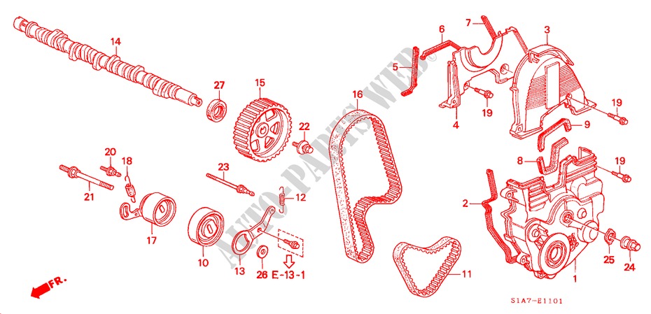 NOKKENAS/ONTSTEKINGSRIEM (1.8L/2.0L) voor Honda ACCORD 1.8IES 4 deuren 4-traps automatische versnellingsbak 1999