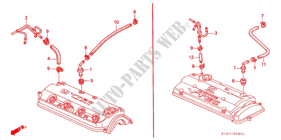 ONTLUCHTSLANG (1.8L/2.0L/2.2L) voor Honda ACCORD 1.8IES 4 deuren 4-traps automatische versnellingsbak 1999