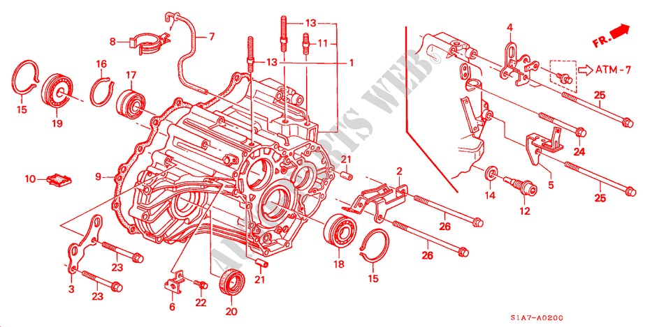 TRANSMISSIE BEHUIZING voor Honda ACCORD 1.8IES 4 deuren 4-traps automatische versnellingsbak 1999