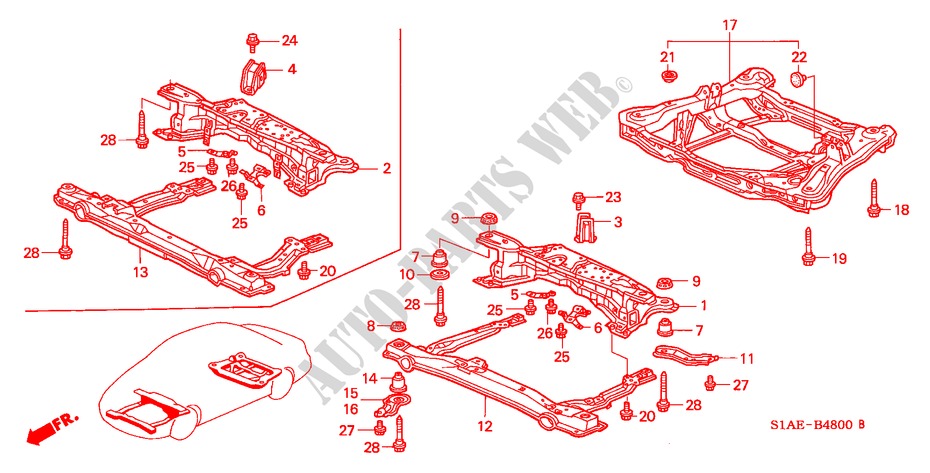 ACHTER BALK/KRUIS BALK voor Honda ACCORD 1.6IS 4 deuren 5-versnellings handgeschakelde versnellingsbak 2000