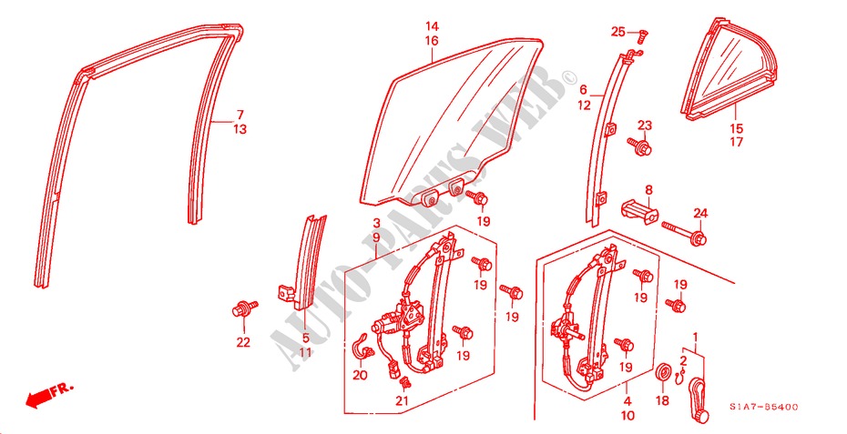 ACHTER PORTIER RAMEN voor Honda ACCORD 2.0ILS          D4 4 deuren 4-traps automatische versnellingsbak 2000
