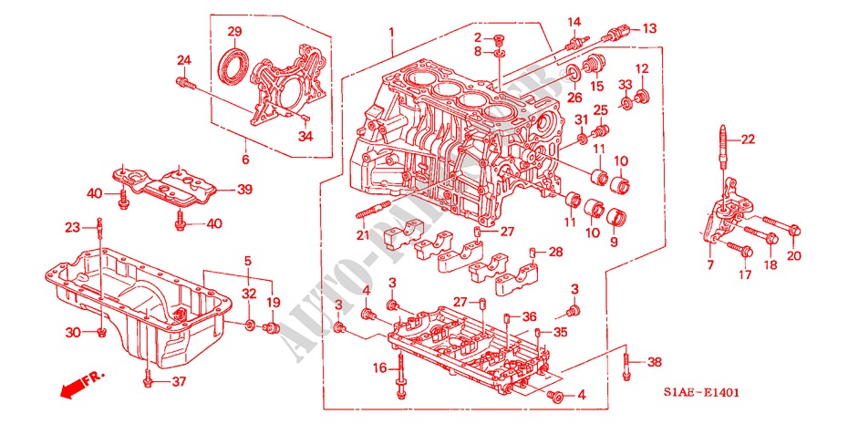 CILINDERBLOK/OLIEPAN (1.8L/2.0L/2.3L) voor Honda ACCORD 1.8IES 4 deuren 5-versnellings handgeschakelde versnellingsbak 2000