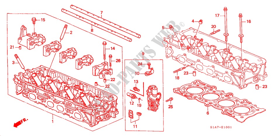 CILINDERKOP (1.8L/2.0L/2.3L) voor Honda ACCORD 2.3IES 4 deuren 4-traps automatische versnellingsbak 2001