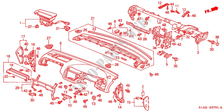 INSTRUMENTEN PANEEL(RH) voor Honda ACCORD 1.8IS 4 deuren 5-versnellings handgeschakelde versnellingsbak 2000