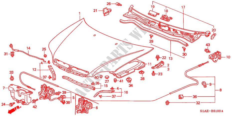 KAP(LH) voor Honda ACCORD 1.6IS 4 deuren 5-versnellings handgeschakelde versnellingsbak 2000