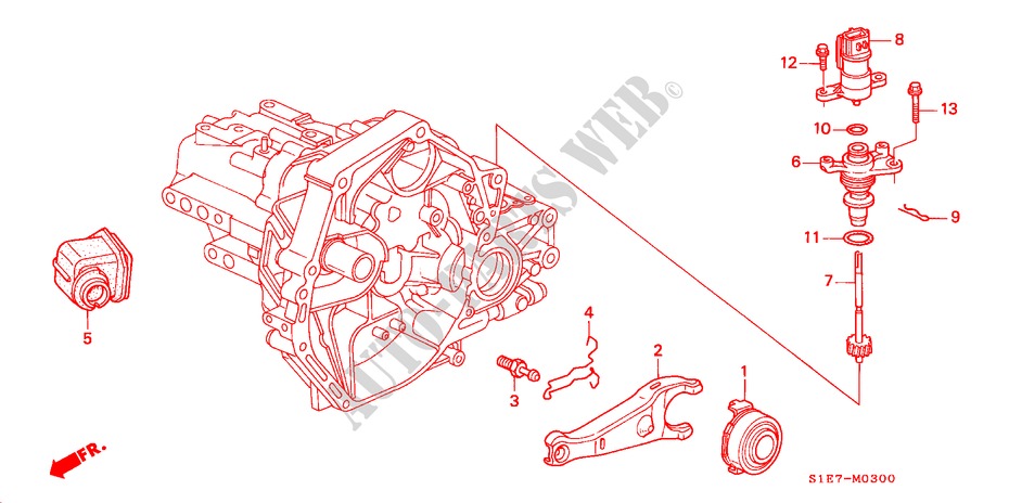 KOPPELING TERUGKEER(1.6L) voor Honda ACCORD 1.6ILS 4 deuren 5-versnellings handgeschakelde versnellingsbak 2000