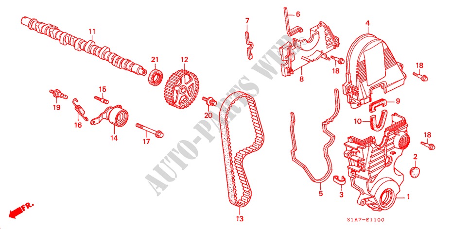 NOKKENAS/ONTSTEKINGSRIEM (1.6L) voor Honda ACCORD 1.6ILS 4 deuren 5-versnellings handgeschakelde versnellingsbak 2000