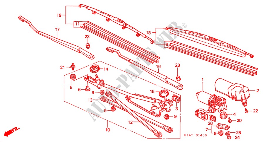 VOOR RUITESPROEIER (LH) voor Honda ACCORD 1.6IS 4 deuren 5-versnellings handgeschakelde versnellingsbak 2000