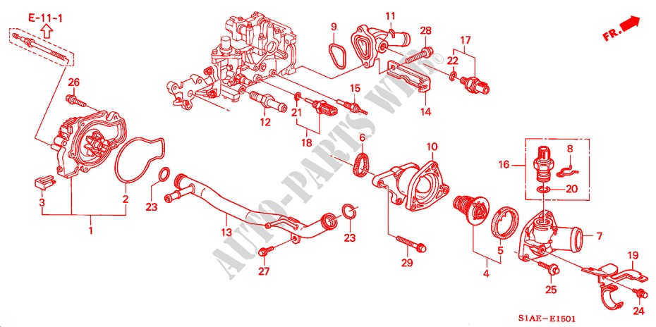 WATERPOMP/SENSOR (1.8L/2.0L/2.3L) voor Honda ACCORD 1.8IES 4 deuren 5-versnellings handgeschakelde versnellingsbak 2000