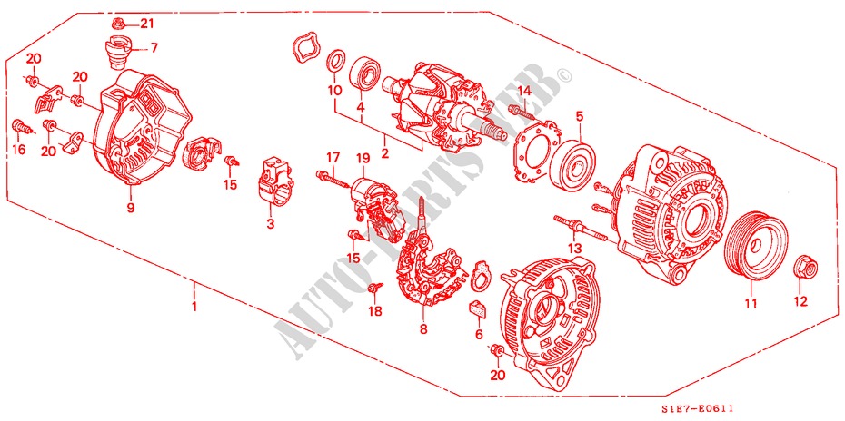 GENERATOR(DENSO) voor Honda CIVIC AERODECK 1.8VTI 5 deuren 5-versnellings handgeschakelde versnellingsbak 1998