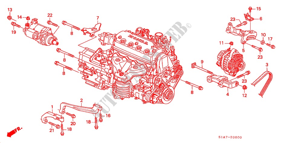 GENERATOR BEUGEL(1.6L) voor Honda ACCORD 1.6ILS         7PA 4 deuren 5-versnellings handgeschakelde versnellingsbak 2002