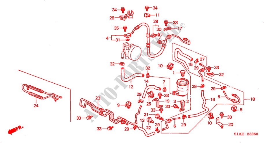 P.S. LEIDINGEN(LH) voor Honda ACCORD 1.6IS 4 deuren 5-versnellings handgeschakelde versnellingsbak 2002