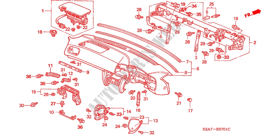 INSTRUMENTEN PANEEL(RH) voor Honda S2000 S2000 2 deuren 6-versnellings handgeschakelde versnellingsbak 2004
