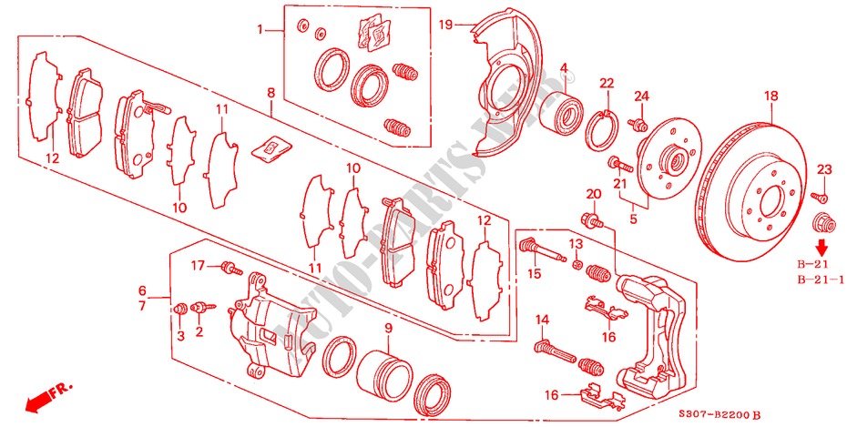 VOOR REM(SOHC) voor Honda PRELUDE 2.0I 2 deuren 5-versnellings handgeschakelde versnellingsbak 2000