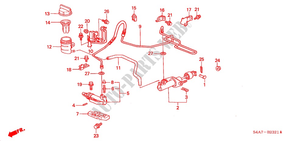 KOPPELING HOOFDCILINDER (RH) voor Honda ACCORD 1.8IS 5 deuren 5-versnellings handgeschakelde versnellingsbak 1999