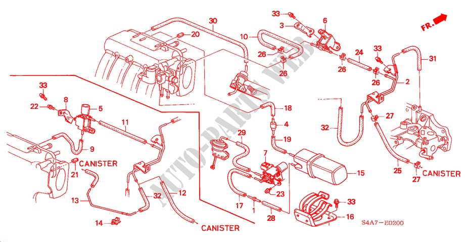 VACUUMTANK/SLANGEN (1.8L/2.0L) voor Honda ACCORD 2.0ILS 5 deuren 4-traps automatische versnellingsbak 2000