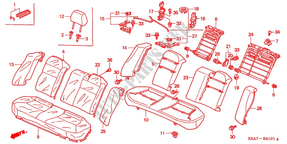 ACHTER ZITTING(2) voor Honda CIVIC 1.6ES 4 deuren 5-versnellings handgeschakelde versnellingsbak 2002