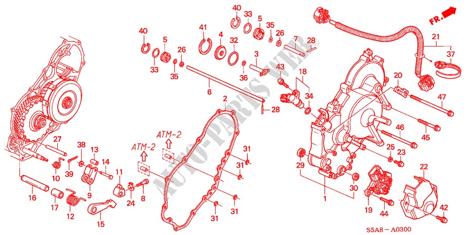 R. ZIJDEKSEL voor Honda CIVIC 1.4S 4 deuren 4-traps automatische versnellingsbak 2001