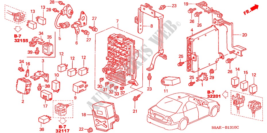 BEDIENINGSEENNEID(CABINE) (LH) voor Honda CIVIC 1.6 LS 4 deuren 4-traps automatische versnellingsbak 2004